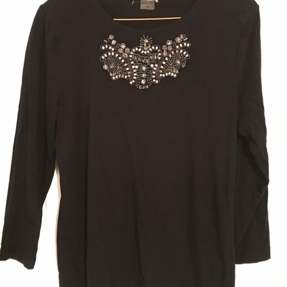 Peter Nygard Long Sleeve Embellished Top - Picture 4 of 4